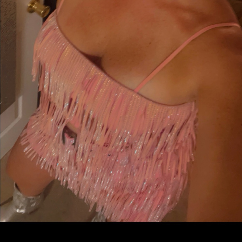 Pink Rhinestone Fringe Set - Picture 5 of 5